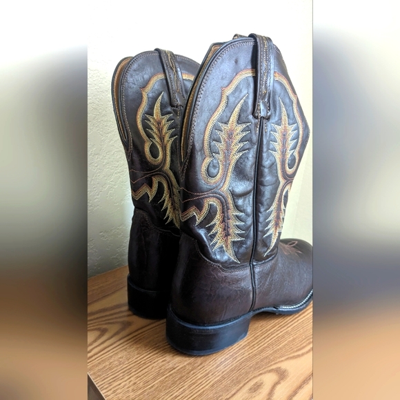 Tony Lama Men's Shrunken Shoulder Brown Leather Cowboy Boots CT2032 Size 8.5 D - Picture 10 of 13